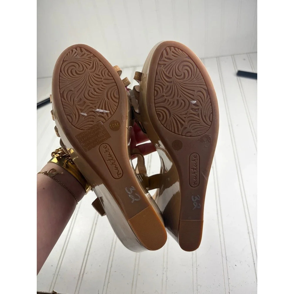 Nurture Vintage Y2K Beige Wedge Platform Sandals Women's Size 10M